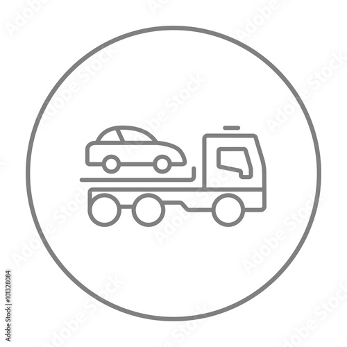 Car towing truck line icon.