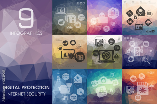 digital protection infographic with unfocused background