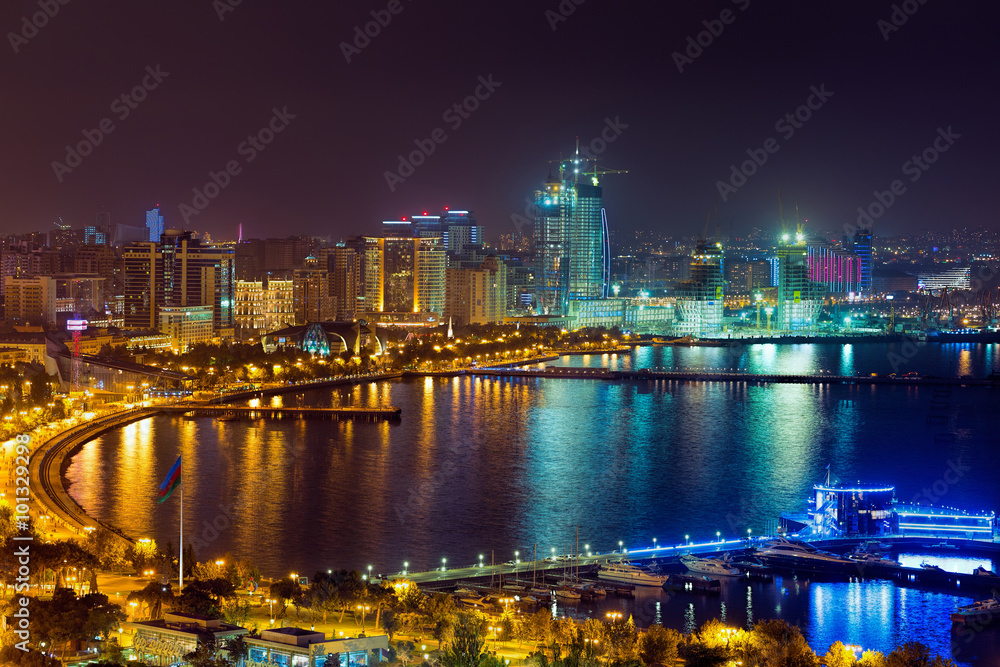Night view of the city of Baku - the capital of the Republic of Azerbaijan