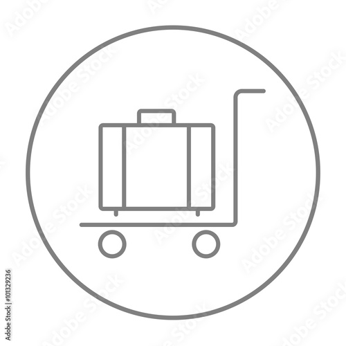 Luggage on trolley line icon.