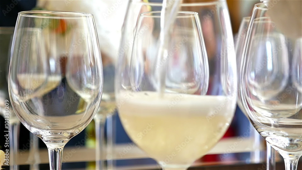 Table with glasses with champagne