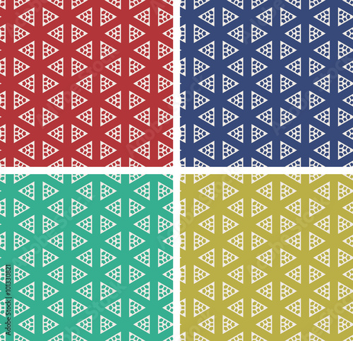 Set of colorful geometric pattern background.