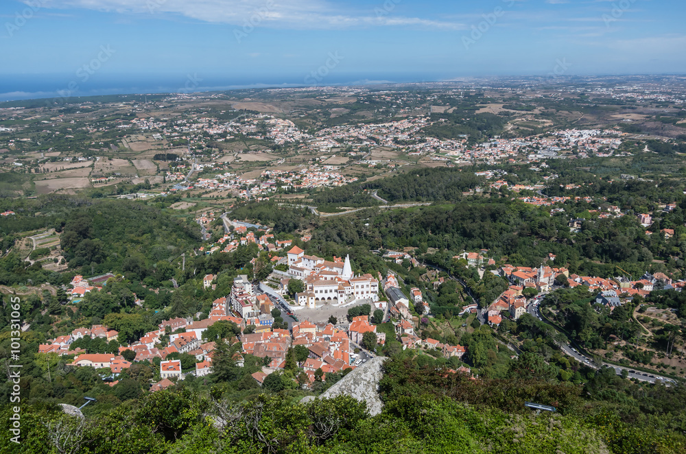 Aerial view of Sintra and the National Palace