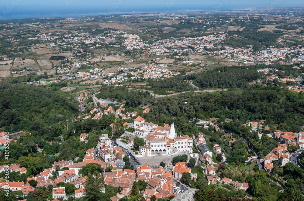 Aerial view of Sintra and the National Palace