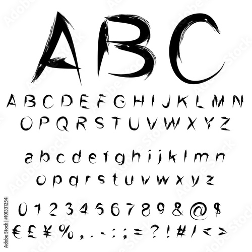 Vector conceptual collection of black handwritten, sketch or paint font