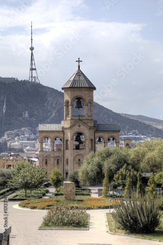 Belltower of Holy Trinity Cathedral  Tsminda Sameba . Tbilisi  Georgia