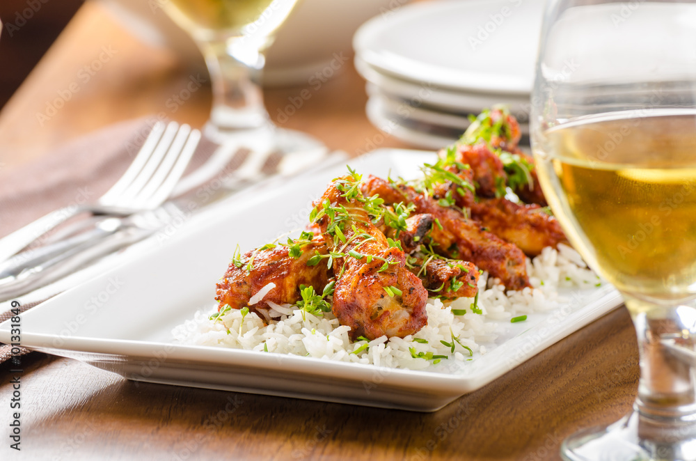 Hot wings with basmati rice Hot wings with basmati rice
