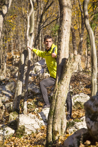 Young man hiking