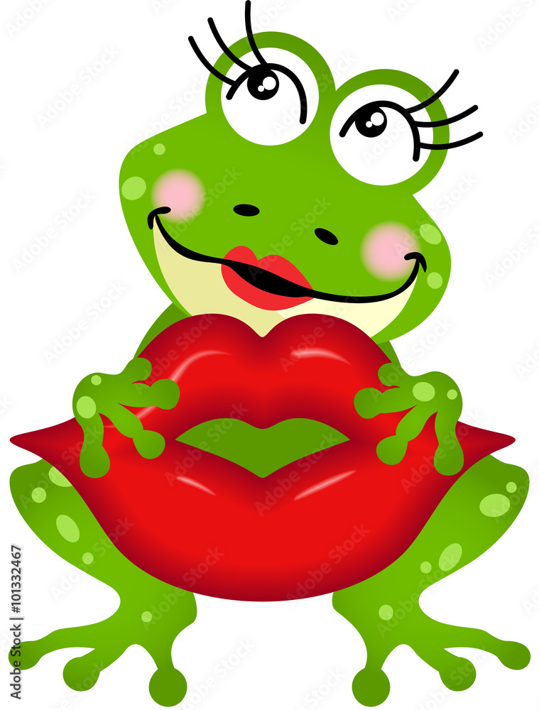 Frog girl holding lips
Frog girl holding lips