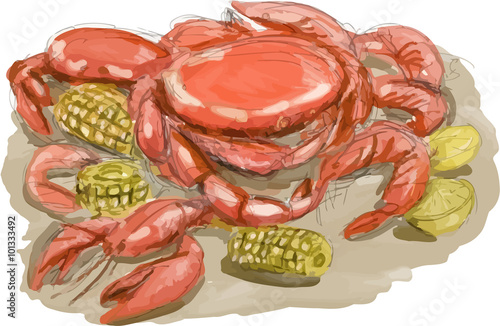 Cajun Seafood Watercolor
