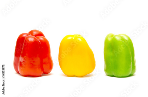 Fotografia Three color sweet pepper on a white background