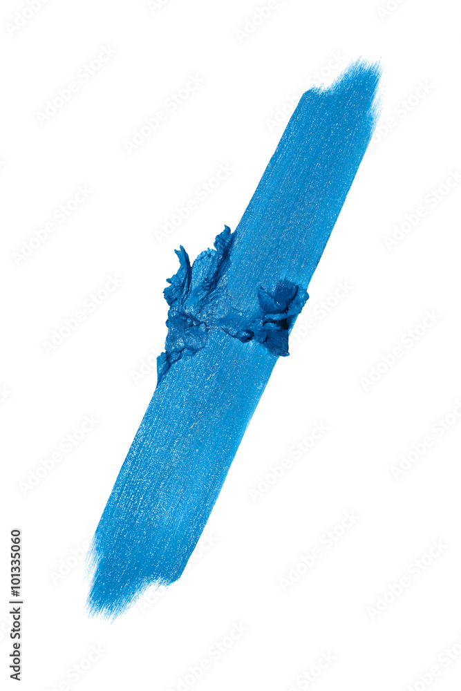 Trace de rouge à lèvre bleu écrasé sur fond blanc Stock Photo | Adobe Stock