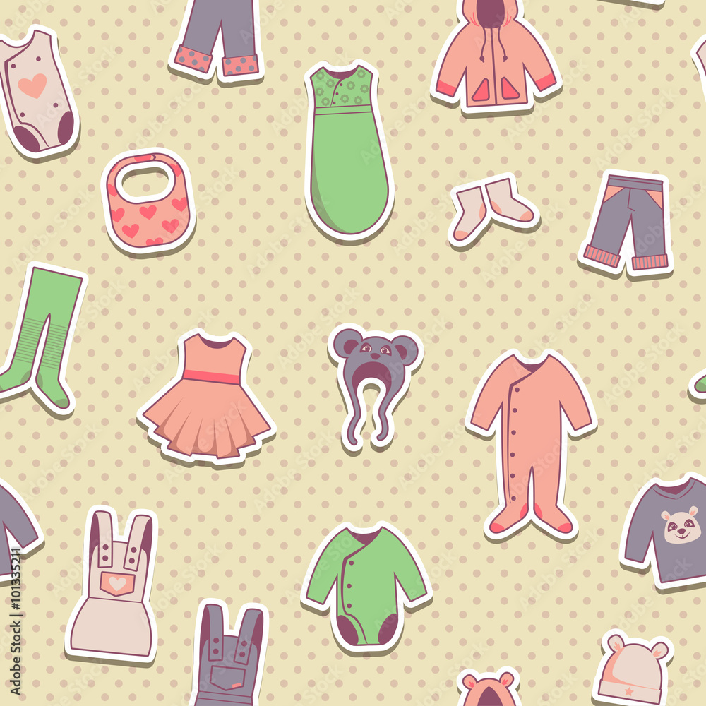 Seamless pattern with baby cloth icons Seamless pattern with baby cloth icons
