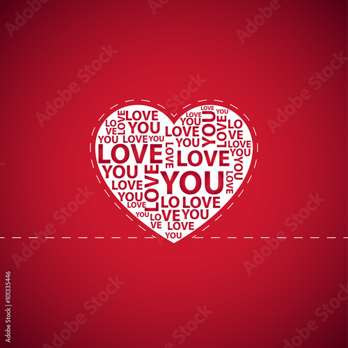 Love you. Heart. Valentine's day. Vector Illustration photo