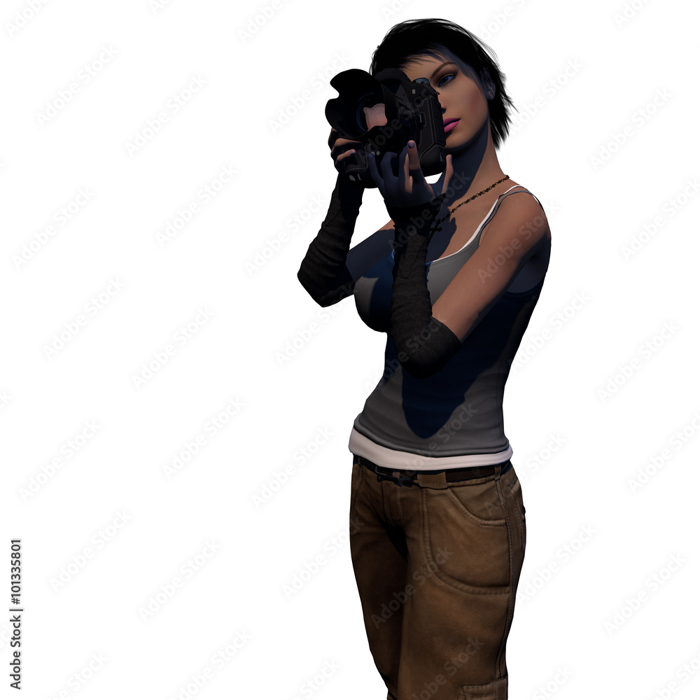 Female Photographer Taking Picture With DSLR Camera Female Photographer Taking Picture With DSLR Camera