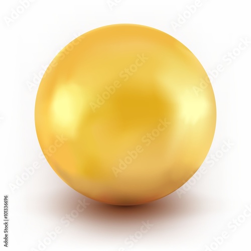 Golden sphere isolated on white. Vector illustration for your design.