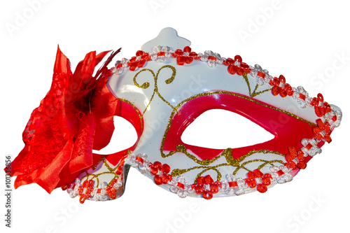 Carnival mask bow decoration flowers border isolated white