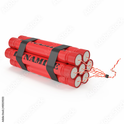 Fototapeta TNT, dynamite bomb isolated on white background