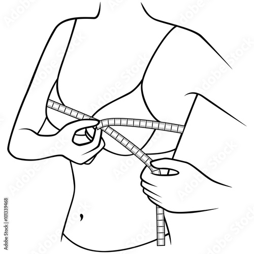 Woman measuring the size of her chest