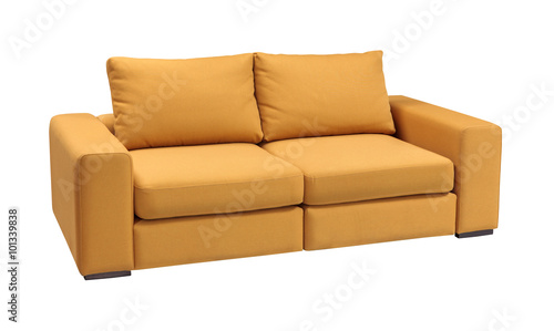 Upholstery sofa set with pillows isolated on white background with clipping path