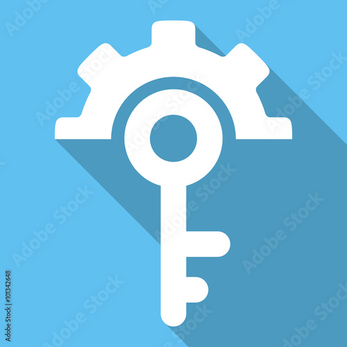 Key Options vector icon. Style is a flat white symbol with long shadow on a colored square.