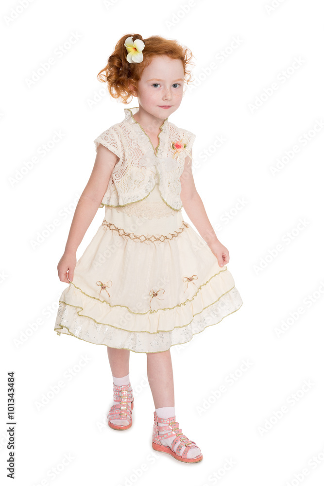 Portrait red haired girl in full growth Portrait red haired girl in full growth