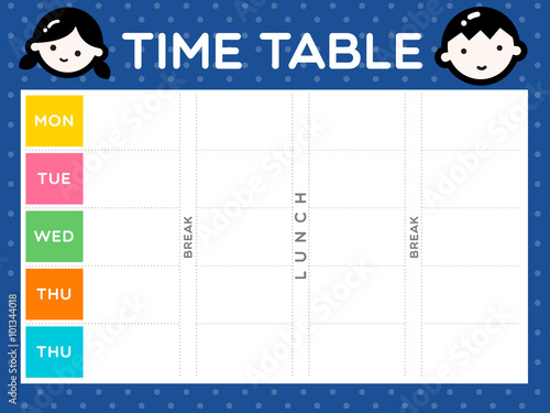 TIME TABLE
Instant cute class time table is ready to print for the first day of semester start.