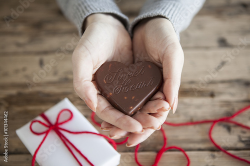 Woman is a confession of love on Valentine's Day photo