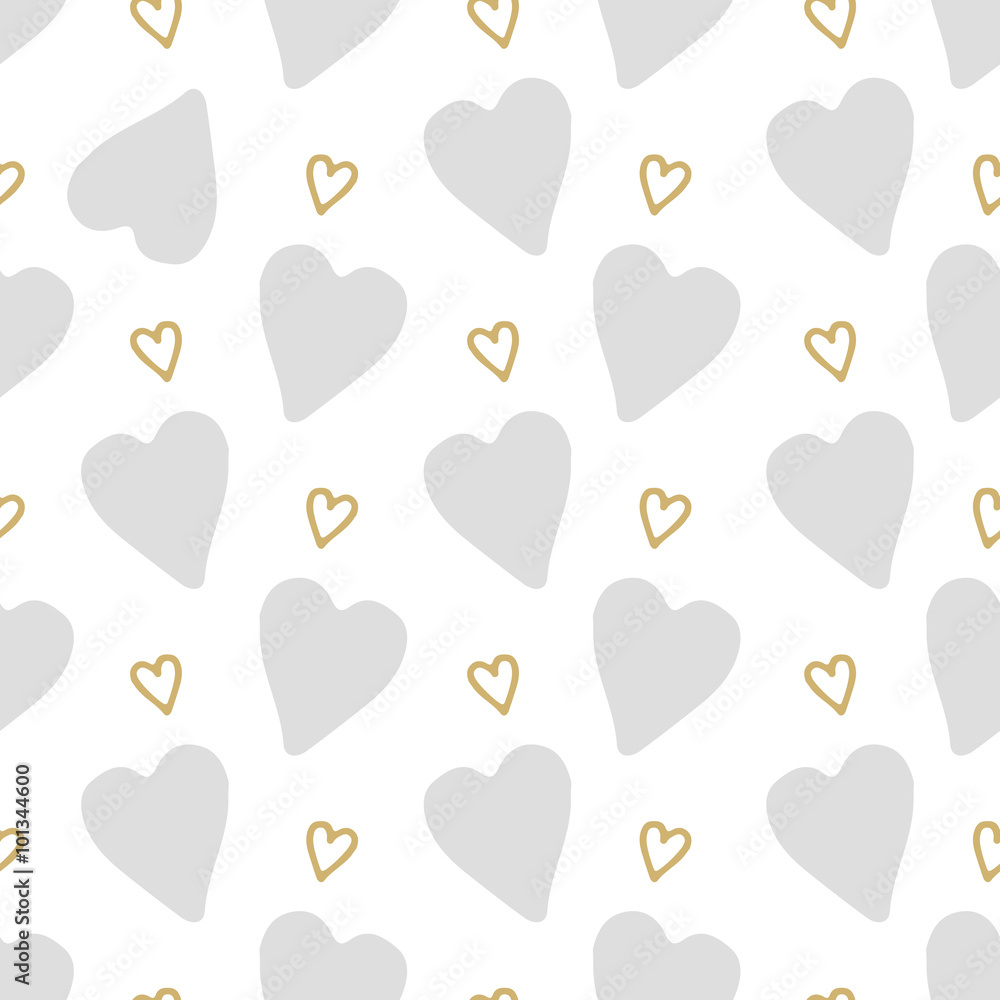Vector seamless pattern hearts. The doodle style.