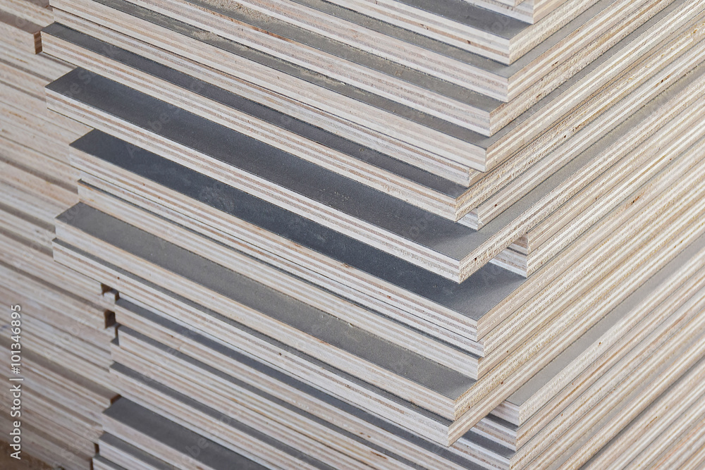 Stack of industrial plywood in construction site for background Stack of industrial plywood in construction site for background