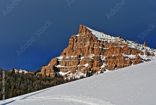 Breccia Peak in winter on Togwotee Pass between Dubois and the Grand Tetons National Park / Jackson Hole (valley) where the Absaroka and Wind River ranges meet photo