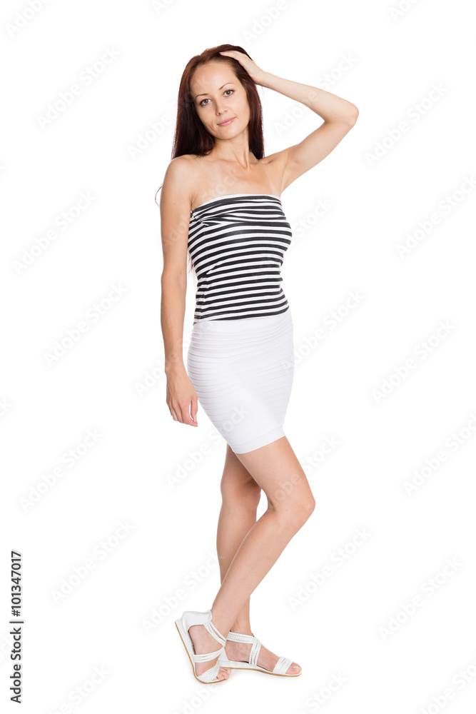 Beautiful girl in a striped tank top Beautiful girl in a striped tank top