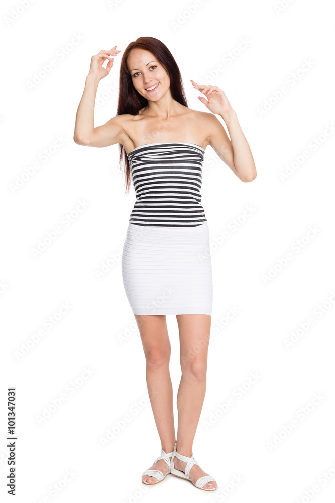 Beautiful young woman in a striped tank top Beautiful young woman in a striped tank top