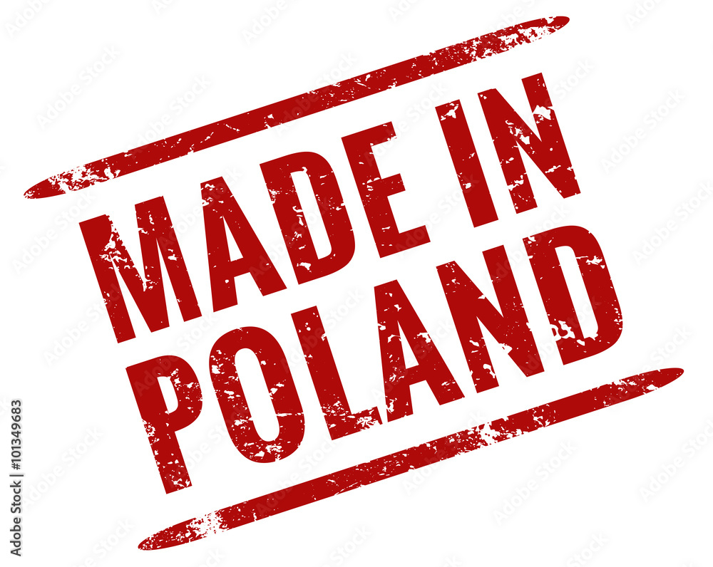 Made in Poland Stempel rot - obrazy, fototapety, plakaty 