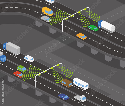 overhead road and highway communication system, vector illustration