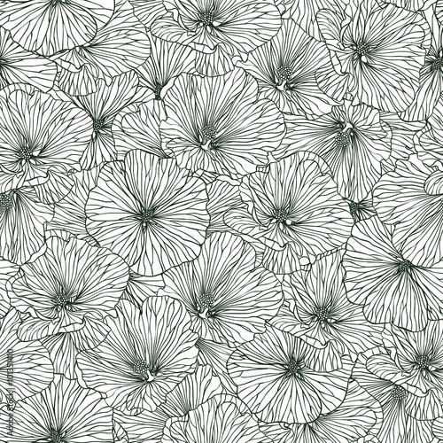 Linear seamless pattern - mallow flowers