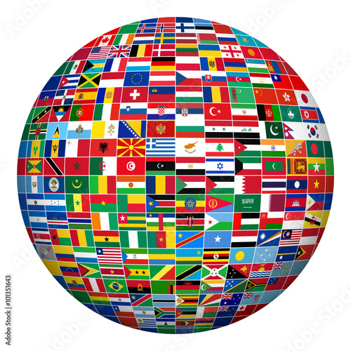 Sovereign nations around the globe, by continent.