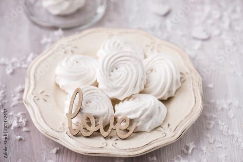 White apple marshmallows, zephyr for valentine day