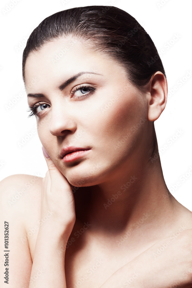 Natural beauty woman on white background