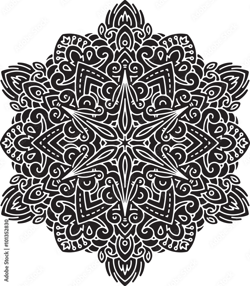 Abstract black vector round lace design - mandala, decorative el Abstract black vector round lace design - mandala, decorative el