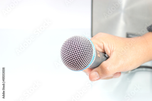 Hand with microphone