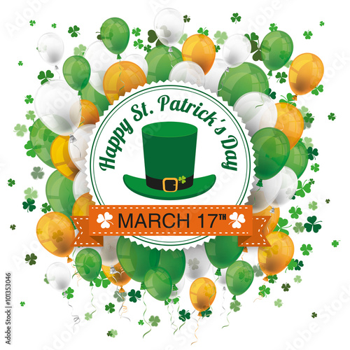 St Patricks Day Ribbon Emblem Balloons Cloverleafs