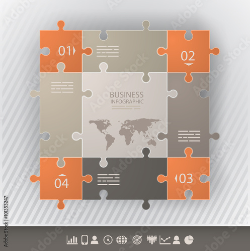 Presentation template with connected puzzel pieces