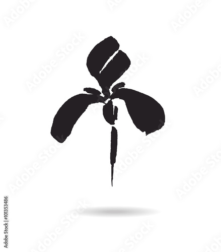 Fototapeta Naklejka Na Ścianę i Meble -  Vector flower logo. Floral background. Stylized calligraphic ink iris.