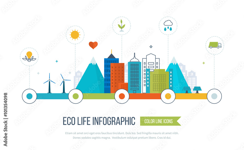 Naklejka premium Green eco city infographic. Ecology concept,