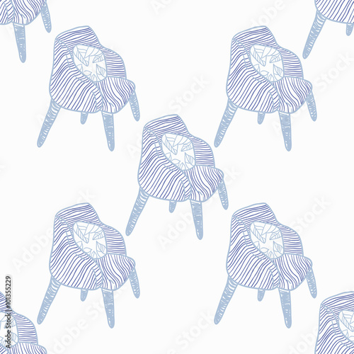 Stay Fancy seamless vector pattern. Hand drawn furniture, interior decorations and frames. Hand lettering.