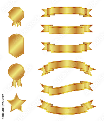 Gold ribbons and badges, illustration