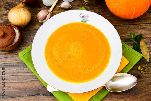 Diet and Healthy Organic Food: Pumpkin Soup