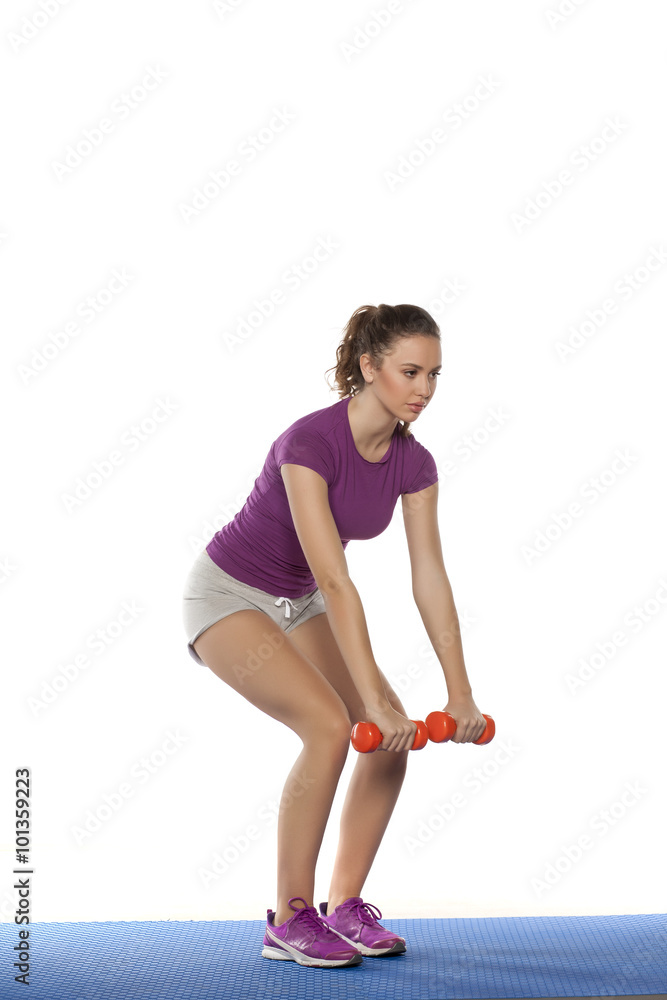 beautiful girl doing fitness exercise with weight beautiful girl doing fitness exercise with weight