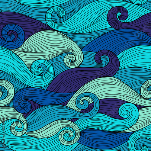 Vector seamless pattern with abstract waves